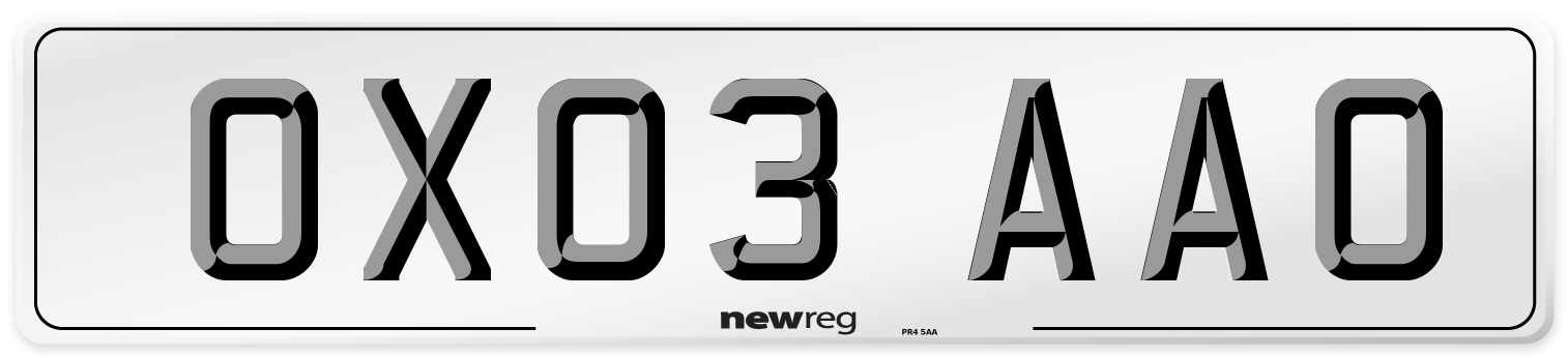 OX03 AAO Number Plate from New Reg